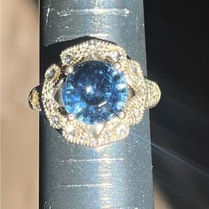 Faux blue sapphire and diamonds